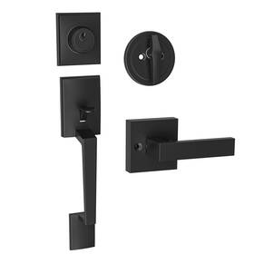 Hosom 750888162429 Front Door Lock Set Black Handle With Deadbolt And Lever Exter