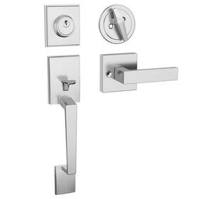 Hosom 750888406820 Front Door Handle Set Satin Nickel Exterior Lock With Deadbol