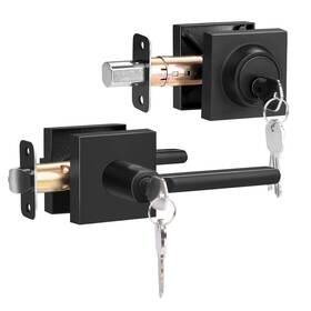 Hosom 750888581756 Matte Black Entrance Door Lock Set With Single Cylinder Deadbolts Heav