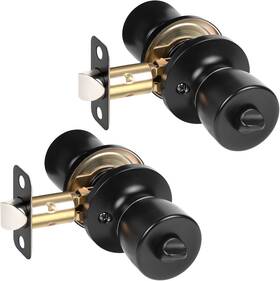 Hosom Hosom-pv-mb-2p 2 Pack Privacy Door Knobs Matte Black Interior Lock For Bedroom Bathroom