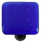 Hot Knobs Hk1030-kb Deep Cobalt Blue Square Glass Cabinet Knob Black Post