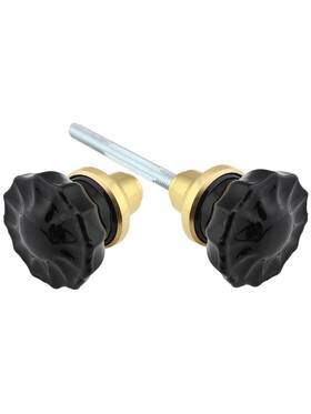 Rs-01nw-700015 House Of Antique Hardware New Set Black Fluted Crystal Door Knobs With Brass Bases Rh/rejuvenation