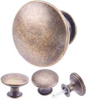 Hugolem 569796851304 6 Pack Breen Bronze Round Antique Brass Kitchen Cabinet Knobs Cupboard Door K