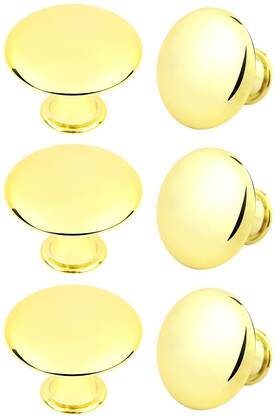 Hugolem 741754660910 6 Pack Frosted Golden Round Kitchen Cabinet Knobs Cupboard Door Drawer