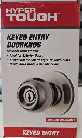 Hyper 048037631583 Tough Keyed Entry Ball Locking Doorknob Antique Brass Finish Copper