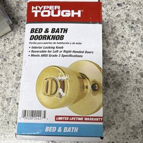 Hyper Tough 039208244275 Privacy Door Knob Polished Brass Gold Interior Universal/reversible