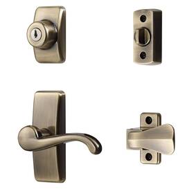 Ideal Security 056947001334 Door Lever With Deadbolt Lock For Storm And Screen Doors Antique Brass 4-pi