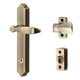 Ideal Security 056947002577 Door Lever With Deadbolt Lock For Out-swinging Doors Antique Brass 4-piece