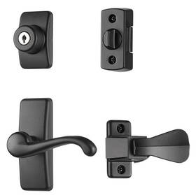 Ideal Security 056947415278 Storm Door Handle Set With Lock Matte Black 4 Piece