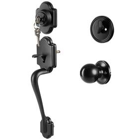 Ilyapa 840013409243 Front Entry Door Handleset With Deadbolt - Traditional Matte Black Elegant