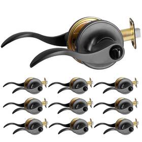 Ilyapa 840013412748 Privacy Door Lever For Bed/bath - Wave Matte Black Reversible Interior Keyle