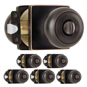Ilyapa 840013431602 Privacy Door Knob For Bedbath - Square Round Oil Rubbed Bronze Interior Key
