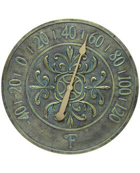 13377bz Infinity Instruments Blanc Fleur Aged Bronze - 15in Round Wall Thermometer Finish Cas