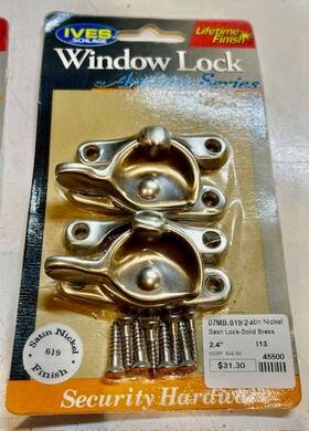 07mb-619 Ives Solid Brass Window Locks - Satin Nickel Finish 2 Pack