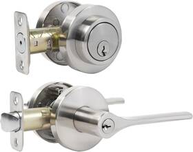 Jesstti-dl002-sn Jesstti Exterior Door Handle Set With Keyed Entry Lever And Single Cylinder Deadbolt