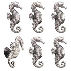 Jfwuhap 616814021027 Seahorse Cabinet Knob Scrtb 6 Pcs Ocean Themed Single Hole Pull Handle Home