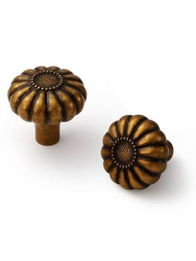 3635-knob-gt-5 Jiasenbao Antique Brass Cabinet Knobs 5 Pack Vintage Retro Drawer Pulls Kitchen Cupboar