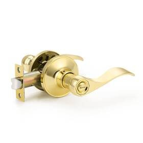 Jyxindzkj 710328077553 Wave Shape Privacy Door Lever Brass Keyless Lock Gold Interior Leve