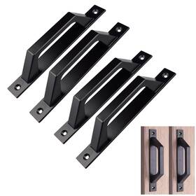Kafenda 741326206911 4 Pcs Carbon Steel Sliding Barn Door Handle Wood Gate Pull 4pcs