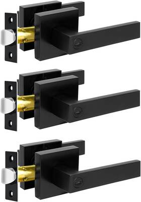 Kamota 445001267275 Privacy Door Levers 3 Pack Matte Black Handles Bed And Bath Lo