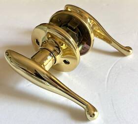 Lsml-w2-pb Kevco Polished Brass Door Lever Set Handle Knob