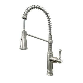 Gd-oh302 Kmeino Kitchen Faucet Brushed Nickel High Arc Spring Single Handle Stainless Steel
