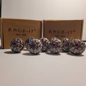 Ki1234 Knob-it Classic Cabinet Drawer Knobs 8-piece Vintage Hand Painted Multi Color