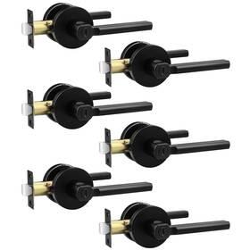 Dl38337bkbk6p Knobelite 6 Pack Black Interior Door Handle With Lock Privacy Lever For