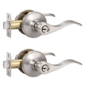 Knobonly 715624230077 2 Pack Keyed Alike Satin Nickel Entrance Door
