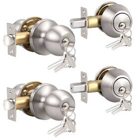 Knobonly 715668044456 2 Pack Entry Door Knobs With Double Cylinder Deadbolt Same Keys One