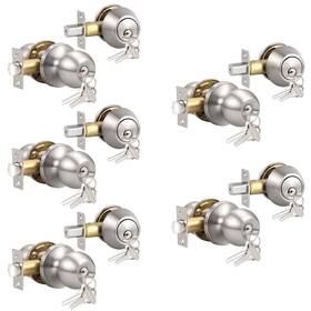 Knobonly 715668045071 5 Pack Entry Door Knobs With Double Cylinder Deadbolt Same Keys One