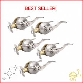 Knobonly 717332407017 5 Pack Brushed Satin Nickel Door Lever Privacy Handles Zinc Alloy
