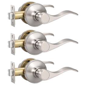 B09sh1v68x Knobonly 3 Pack Passage Door Handles Hall/closet Leverset Brushed Nickel