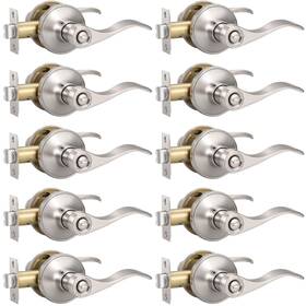 Dl12061sn-bk-xsd-sn-10pack Knobonly 10 Pack Brushed Satin Nickel Door Lever Privacy Handles Zinc Al
