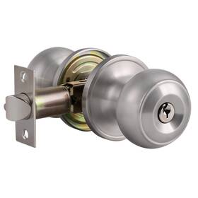 Dl609sn-et-xsd-sn-2pack Knobonly Satin Nickel Finish Keyed Entry Entrance Door Knobs With Keys Exterior E