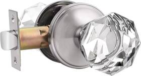 Lf-c2-snps Knobonly Crystal Clear Glass Door Knobs In Diamond Shape Heavy Duty Satin Nickel