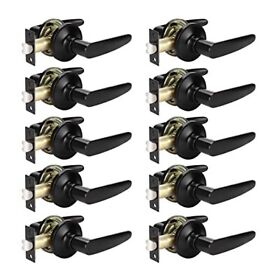 Knobwell 10 Pack Black Passage Door Lever Handle Non-locking Set