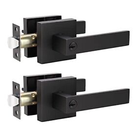 Knobwell 2 Pack Black Heavy Duty Entrance Door Lever Handlefor Office Fr