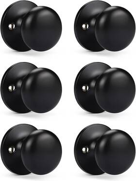 Knobwell 313026665628 6 Pack Matte Black Dummy Door Knobs Round Interior Modern Bl