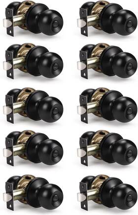 Knobwell 313041949963 10 Pack Matte Black Privacy Door Knob Interior Bedroom Bathroom K