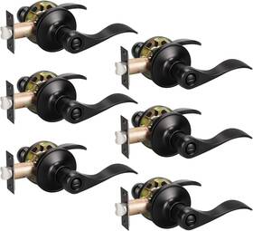 Knobwell 313047856876 6 Pack Privacy Door Handles Matte Black Knobs Interior Handl