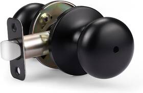 Knobwell 313054519580 Konbwell 1 Pack Privacy Black Door Knob Round Interior Knobs Bathroom
