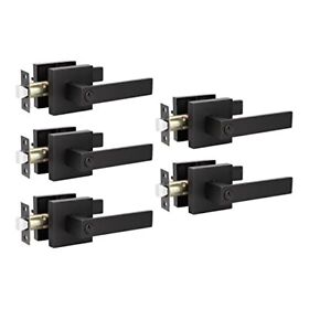 Knobwell 5 Pack Matte Black Door Handle Heavy Duty Lever Privacy