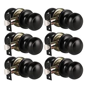 Knobwell 6 Pack Matte Black Indoor Door Knobs Classic Passage Knob Set
