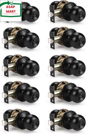 Knobwell 705353086533 10 Pack Matte Black Door Knobs Privacy Knob Bed And Bath Kno