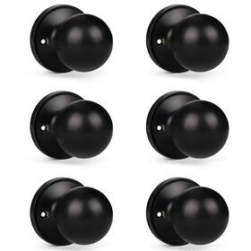 Knobwell 715624235256 6 Pack Matte Black Dummy Door Knobs Round Interior Modern Do