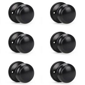 Knobwell 715624236291 6 Pack Single Sided Dummy Door Knob Closet Set Matte Blac