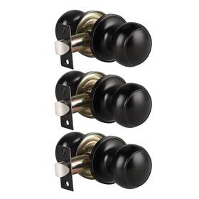 Knobwell 715624237243 3 Pack Matte Black Passage Door Knob Set Closet Modern