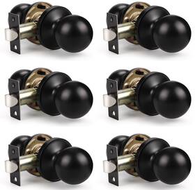 Knobwell 715624239506 6 Pack Matte Black Closet Door Knobs Passage Knob Set Interior