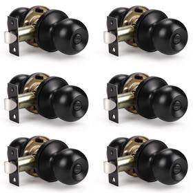 Knobwell 715624239971 6 Pack Matte Black Interior Door Knob Privacy Knobs With Lock B